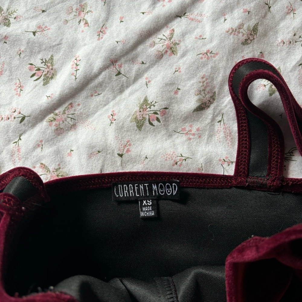 Burgundy Velvet Corset Top - Picture 4 of 5